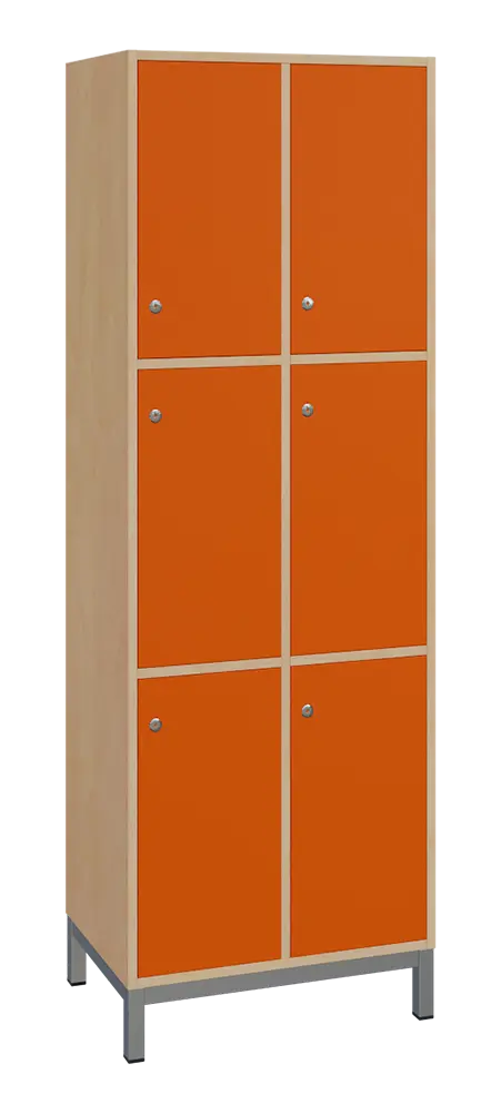 SBS-3322 šatní skříň 6-boxová, 1800x600x400 mm, kovové nohy, korpus bříza irská, dvířka pomeranč